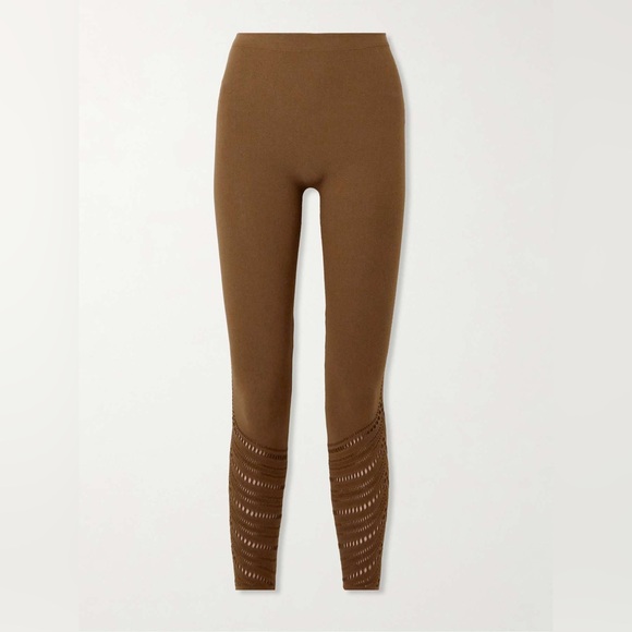 Wolford Pants - NWT Wolford Perforated Wool-Blend Leggings in Brown Size Small Quiet Luxury